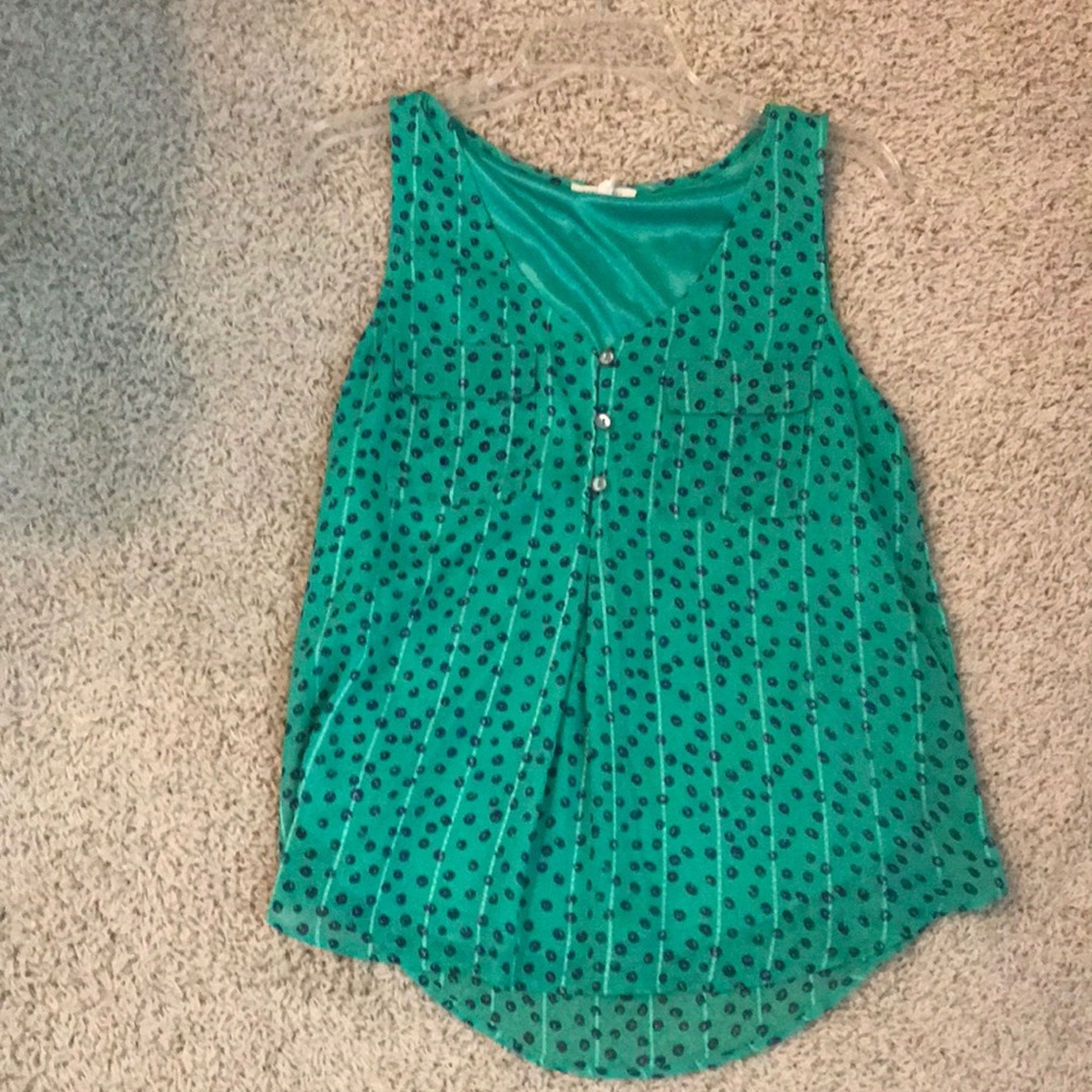 Green and blue flowy blouse